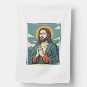 Vintage Praying Savior Religious Shirt Design_1 House Flag