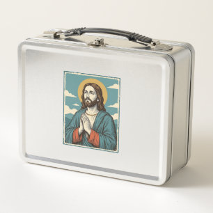 Vintage Praying Savior Religious Shirt Design_1 Metal Lunch Box