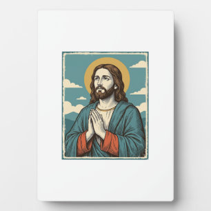 Vintage Praying Savior Religious Shirt Design_1 Plaque