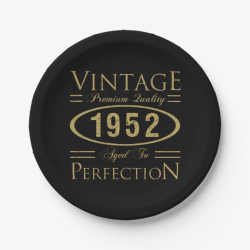 Vintage Premium 1952 70th Birthday Paper Plates