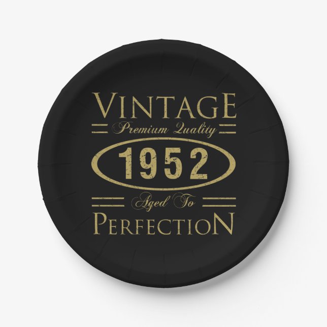 Vintage Premium 1952 70th Birthday Paper Plates (Front)