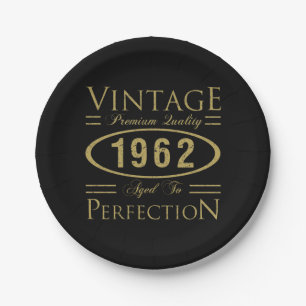 Vintage Premium 1962 60th Birthday Paper Plates