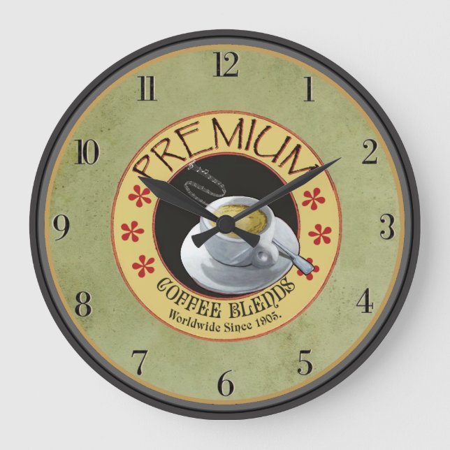 Vintage Premium Coffee Blends Kitchen Large Clock (Front)