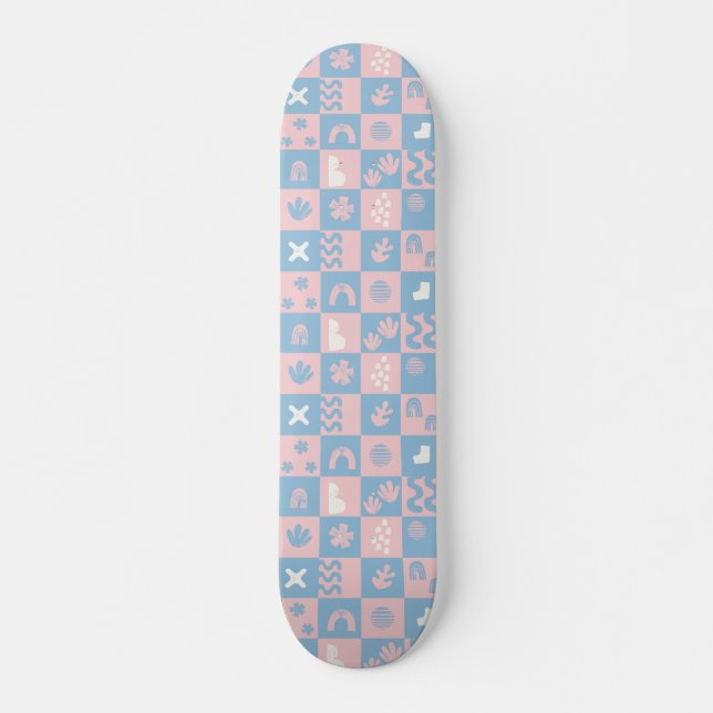 Vintage Preppy Abstract Stamps Sportswear #P230572 Skateboard (Front)