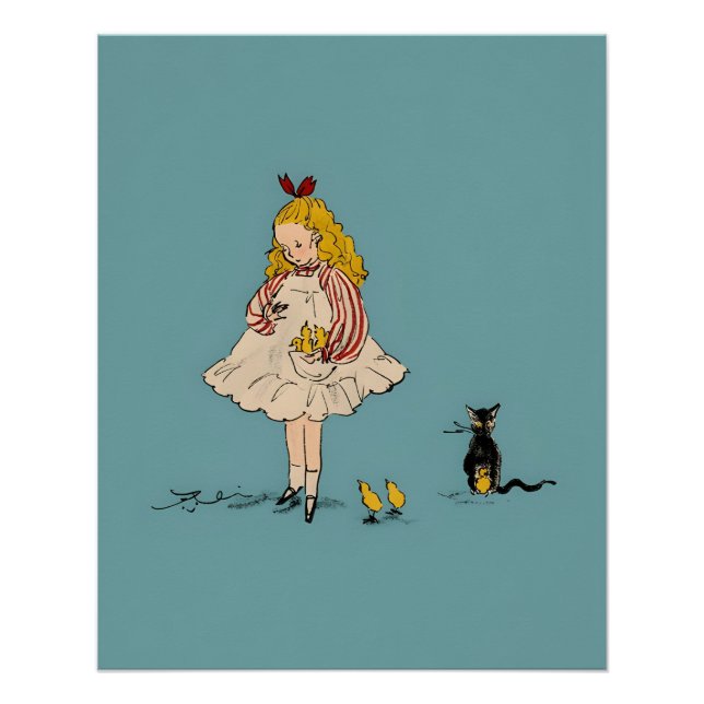 Vintage, Preppy Coquette Girl Glossy Poster (Front)