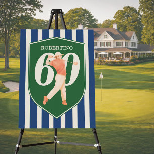 Vintage Preppy Golfer Blue White 60th Birthday Foam Board