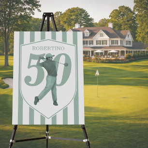 Vintage Preppy Golfer Green White 50th Birthday Foam Board