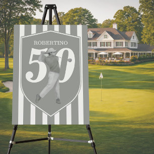 Vintage Preppy Golfer Grey White 50th Birthday Foam Board