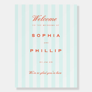 Vintage Preppy Stripes Teal Orange Wedding Foam Board