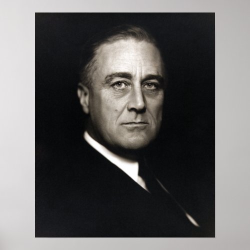 Vintage President Franklin D Roosevelt Portrait Poster