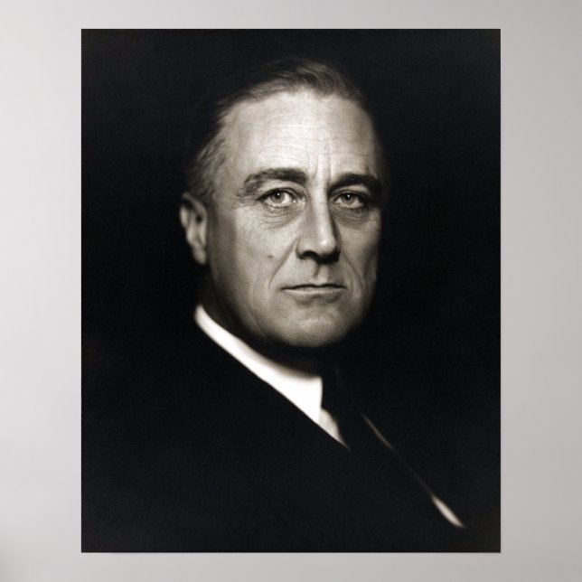 Vintage President Franklin D. Roosevelt Portrait Poster (Front)