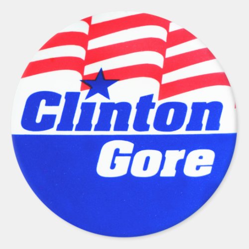 Vintage Presidential Campaign Clinton Gore Classic Round Sticker