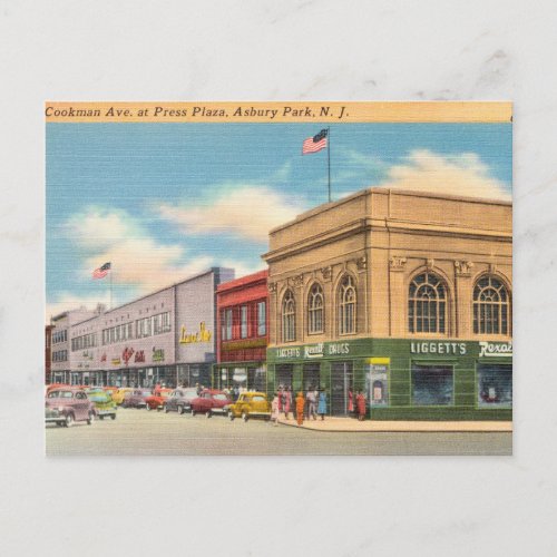 Vintage Press Plaza Asbury Park New Jersey Postcard