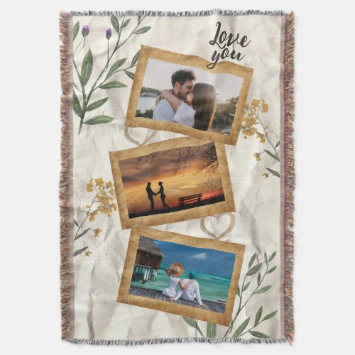 Vintage Pressed Leaf Design with Custom Photo Trio