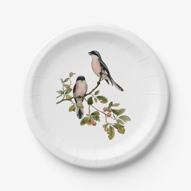 Vintage Pretty Birds on a Branch Paper Plates (Front)