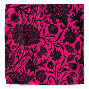 Vintage pretty black floral pattern on neon bandana