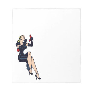 Vintage Pretty Blond Retro Glamor Girl Pinup Notepad