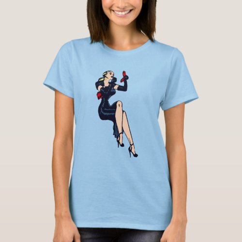 Vintage Pretty Blonde Retro Glamor Girl Pinup T_Shirt