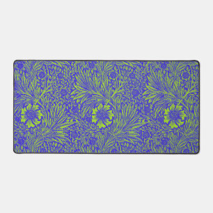 Vintage pretty blue lime green floral pattern desk mat