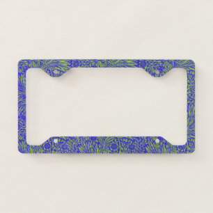 Vintage pretty blue lime green floral pattern license plate frame