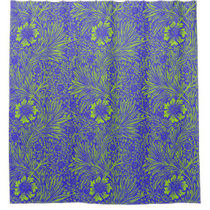 Vintage pretty blue lime green floral pattern shower curtain