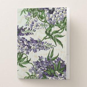 Vintage pretty blue wisteria flower floral pattern pocket folder