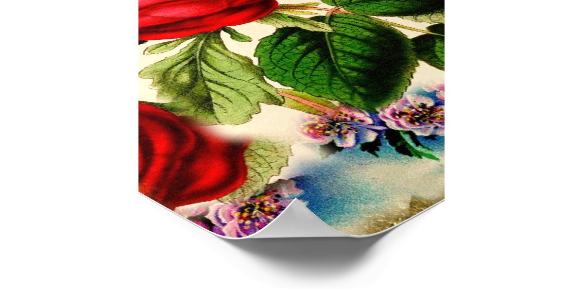 Vintage Pretty Chic Floral Rose Garden Collage Poster | Zazzle