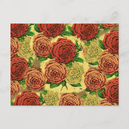 Vintage Pretty Chic Red Rose Wallpaper Collage Postcard