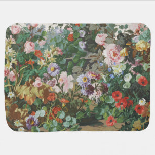 Vintage pretty colorful flowers floral painting baby blanket