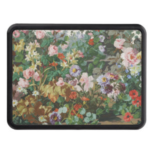 Vintage pretty colorful flowers floral painting hitch cover