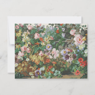 Vintage pretty colorful flowers floral painting postcard