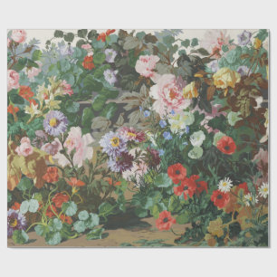 Vintage pretty colorful flowers floral painting wrapping paper