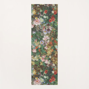 Vintage pretty colorful flowers floral painting yoga mat