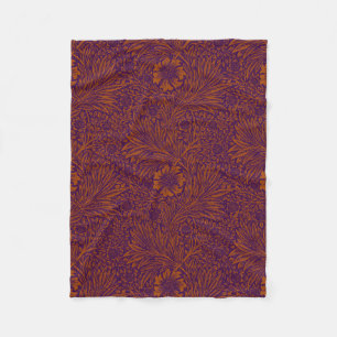 Vintage pretty dark orange purple floral pattern fleece blanket