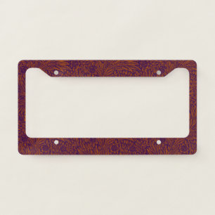 Vintage pretty dark orange purple floral pattern license plate frame