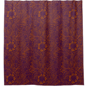 Vintage pretty dark orange purple floral pattern shower curtain