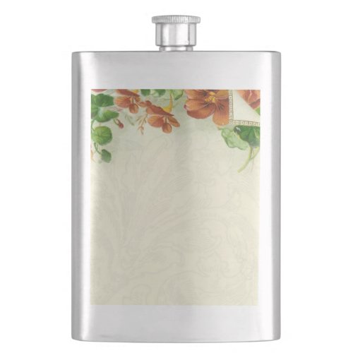 Vintage Pretty Elegant Floral Border Flower Flask