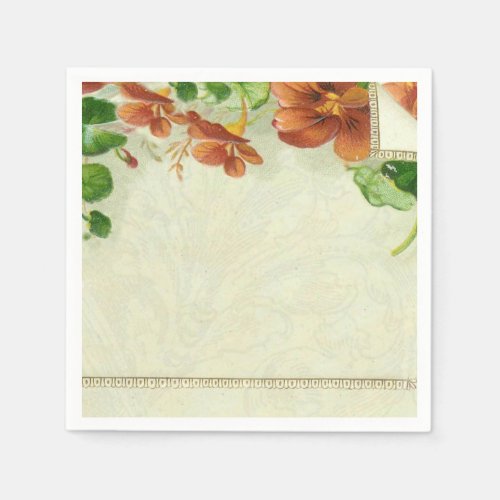 Vintage Pretty Elegant Floral Border Flower Napkins