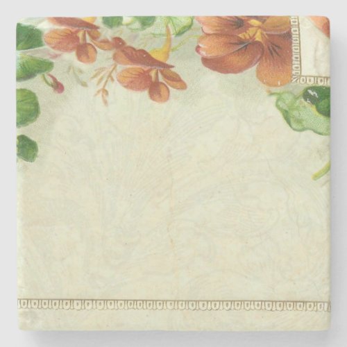 Vintage Pretty Elegant Floral Border Flower Stone Coaster