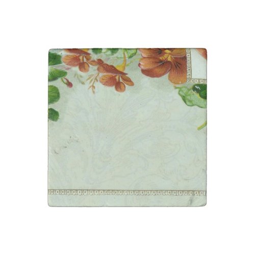 Vintage Pretty Elegant Floral Border Flower Stone Magnet