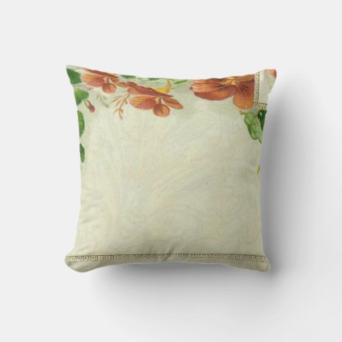 Vintage Pretty Elegant Floral Border Flower Throw Pillow