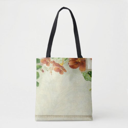 Vintage Pretty Elegant Floral Border Flower Tote Bag