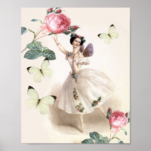 Vintage Pretty Fairy Ballerina Girly Poster