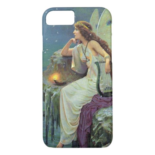 Vintage Pretty Fairy Fae Harp Candle Ocean iPhone 87 Case