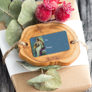 Vintage Pretty Fairy Fae Harp Candle Ocean Label