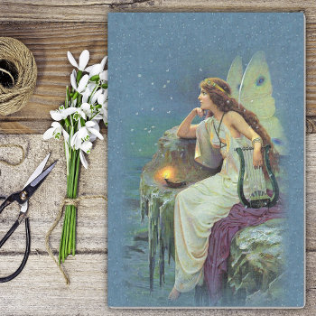 Vintage Pretty Fairy Fae Harp Candle Ocean Tissue Paper by artbymar at Zazzle