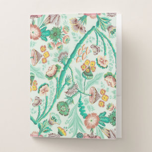 Vintage pretty flower foliage vine floral pattern pocket folder