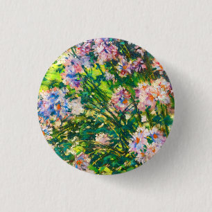 Vintage pretty flowers Windflowers illustration Button