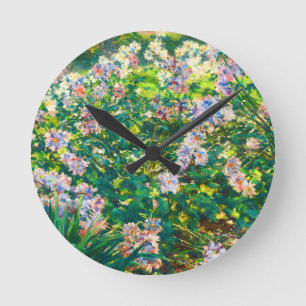 Vintage pretty flowers Windflowers illustration Round Clock