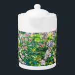 Vintage pretty flowers Windflowers illustration Teapot<br><div class="desc">Pretty beautiful elegant Vintage pretty white pink purple flowers</div>